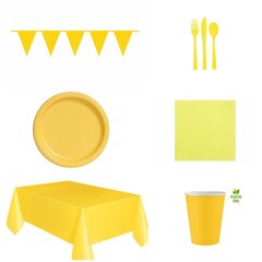 Комплект одноразовой посуды, жёлтый, 12 персон  цена и информация | Праздничная одноразовая посуда | 220.lv