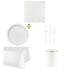 Комплект одноразовой посуды, белый, 12 персон  цена и информация | Праздничная одноразовая посуда | 220.lv