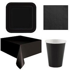  Комплект одноразовой посуды, чёрный, 14 персон  цена и информация | Праздничная одноразовая посуда | 220.lv
