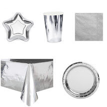  Комплект одноразовой посуды, серебристый, 6 персон  цена и информация | Праздничная одноразовая посуда | 220.lv