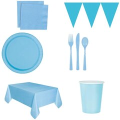  Комплект одноразовой посуды, голубой, 14 персон цена и информация | Праздничная одноразовая посуда | 220.lv
