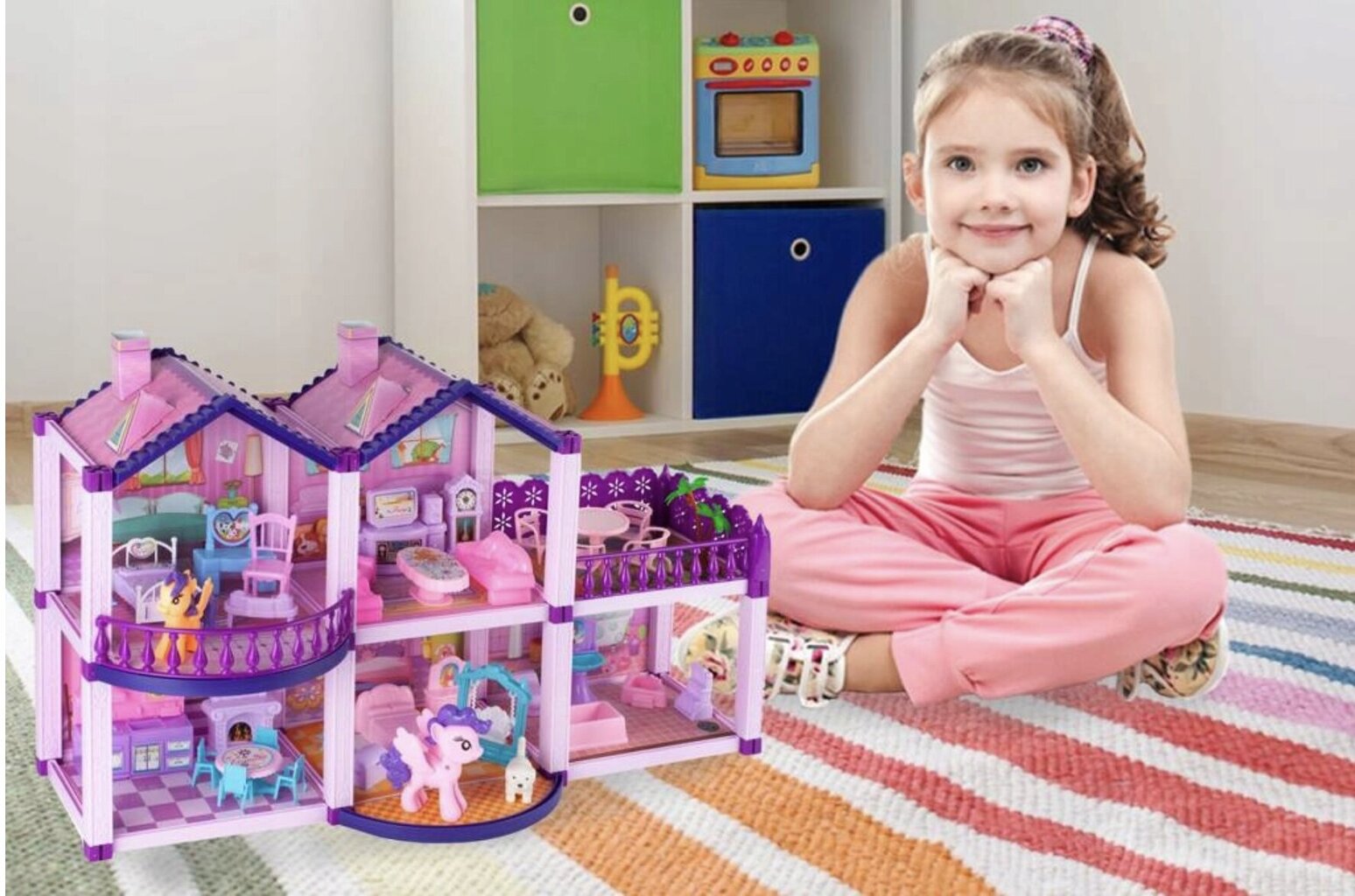 Leļļu namiņš MalPlay, 36x60 cm cena un informācija | Rotaļlietas meitenēm | 220.lv