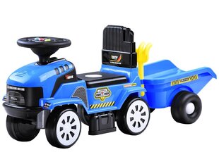 Paspiriamas traktorius su priekaba, garsais ir šviesom, mėlynas цена и информация | Игрушки для малышей | 220.lv