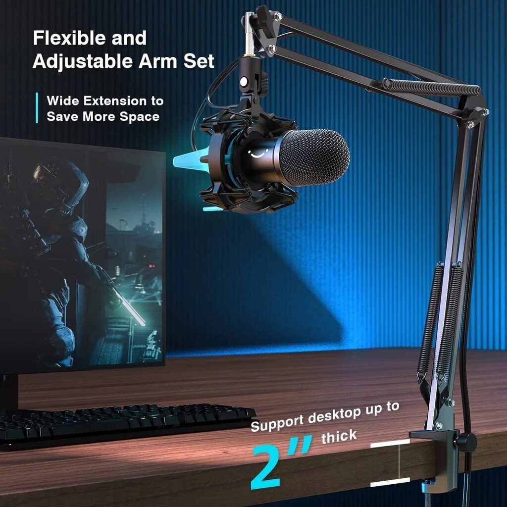 Mikrofons ar vadu RGB un statīvu Fifine K651 cena un informācija | Mikrofoni | 220.lv