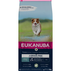 Eukanuba Grain Free S/M Adult для взрослых собак мелких и средних пород с ягненком, 12 кг цена и информация |  Сухой корм для собак | 220.lv