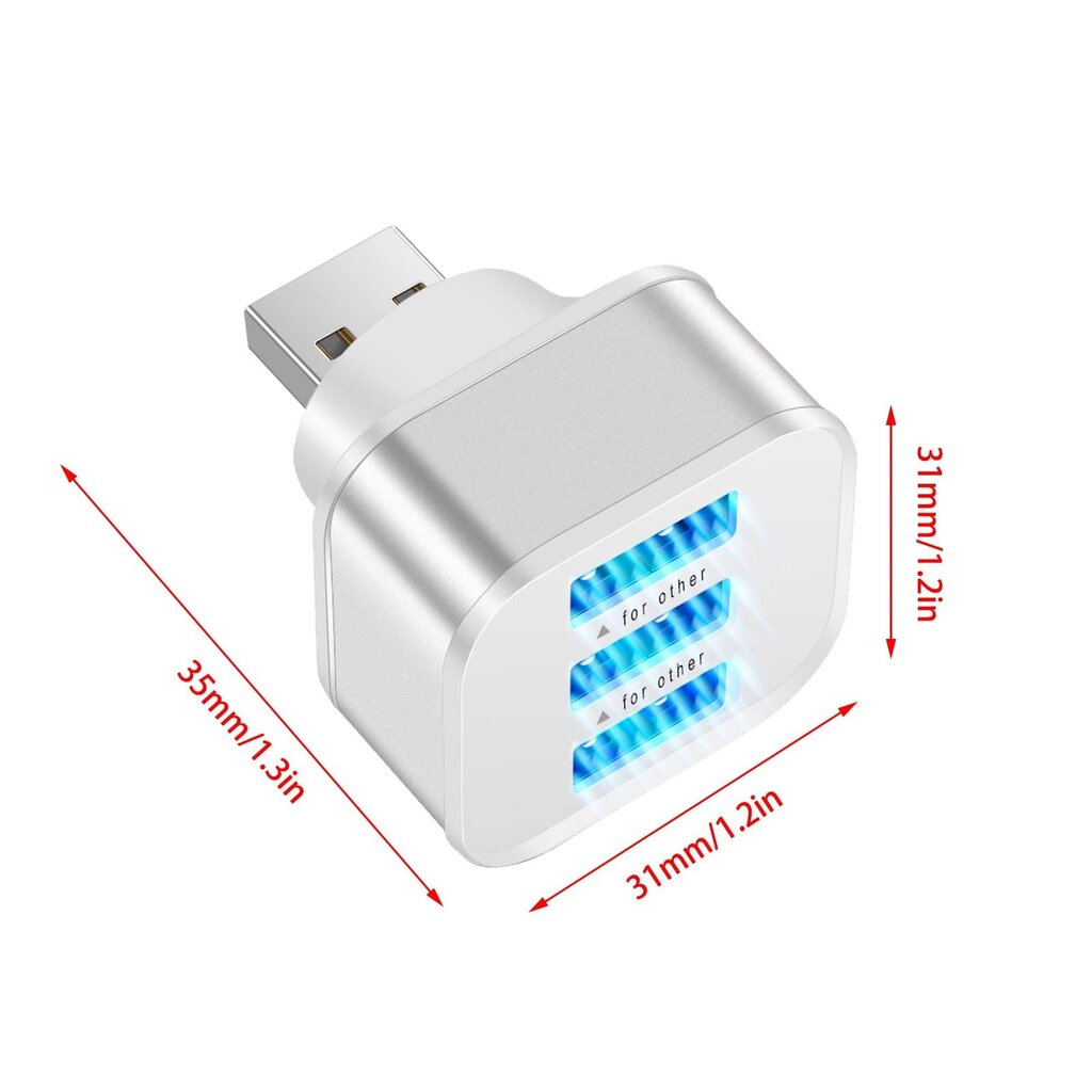 3 portu USB koncentrators ar LED indikatoru cena un informācija | Adapteri un USB centrmezgli | 220.lv