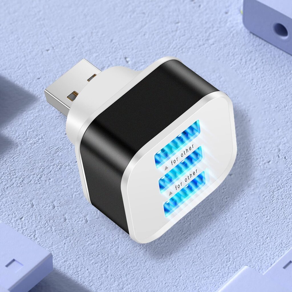 3 portu USB koncentrators ar LED indikatoru melns cena un informācija | Adapteri un USB centrmezgli | 220.lv