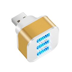 3 portu USB koncentrators ar dzeltenu LED indikatoru цена и информация | Адаптеры и USB разветвители | 220.lv