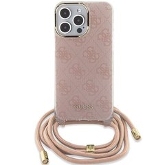 Guess GUHCP15XHC4SEP iPhone 15 Pro Max 6.7" różowy|pink hardcase Crossbody Cord 4G Print цена и информация | Чехлы для телефонов | 220.lv
