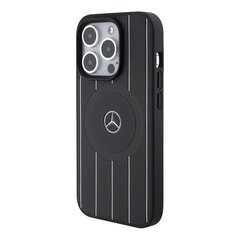 Mercedes MEHMP15X23RHSK iPhone 15 Pro Max 6.7" czarny|black hardcase Stripes Pattern Leather MagSafe цена и информация | Чехлы для телефонов | 220.lv