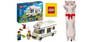60283 LEGO® City brīvdienu kemperis un plīša spilvena kaķis cena un informācija | Konstruktori | 220.lv