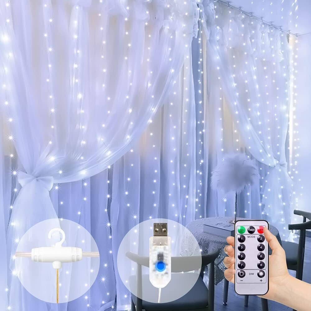 LED Ziemassvētku lampiņas ar USB vadības pulti, 3 m x 3 m цена и информация | Ziemassvētku lampiņas, LED virtenes | 220.lv