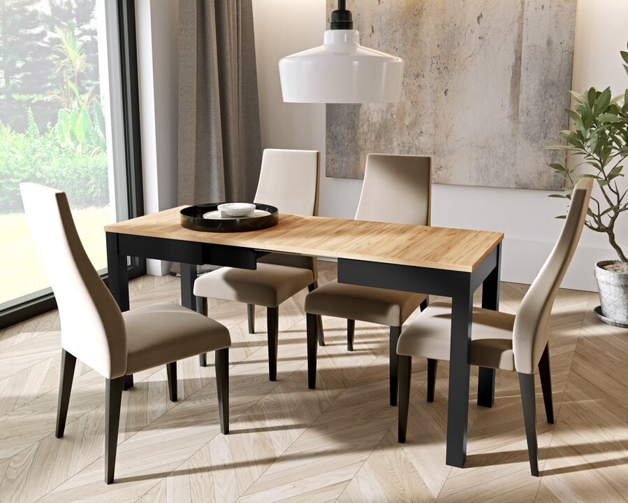 Pusdienu galds Orion 03, brūns/melns cena un informācija | Virtuves galdi, ēdamgaldi | 220.lv