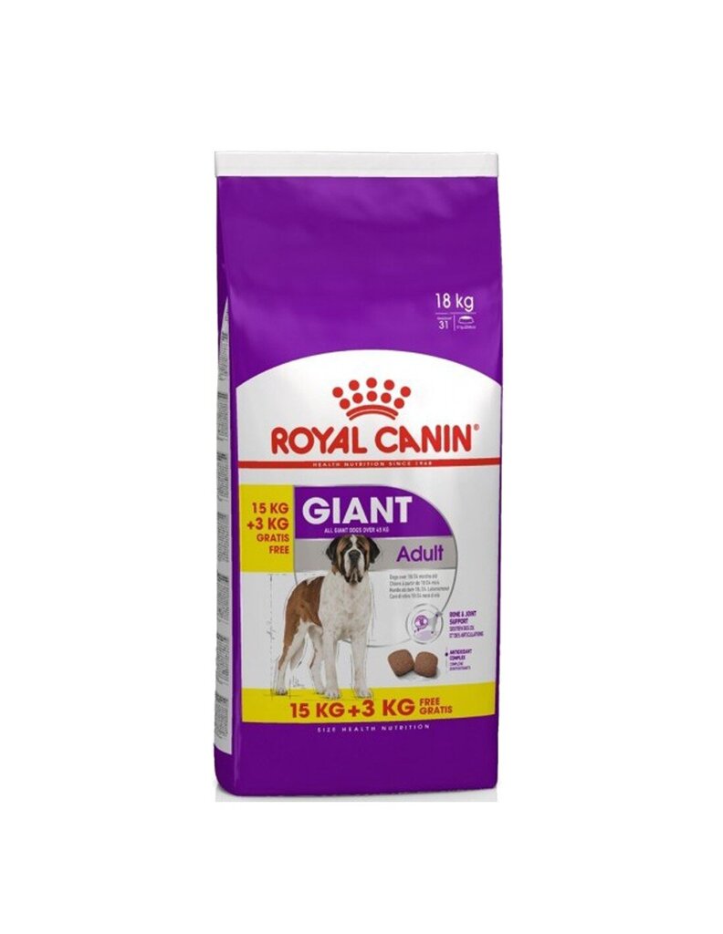 Royal Canin Giant adult 15 + 3 kg цена и информация | Sausā barība suņiem | 220.lv