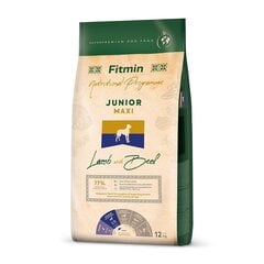 Fitmin Dog Nutritional Programme Maxi Junior lielu šķirņu kucēniem, ar jēra un liellopu gaļu, 12 kg cena un informācija | Sausā barība suņiem | 220.lv