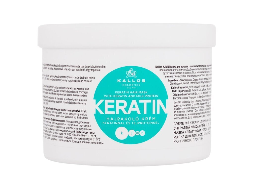 Matu maska ​​ar keratīnu Kallos Cosmetics Keratin, 500 ml цена и информация | Matu kondicionieri, balzāmi | 220.lv