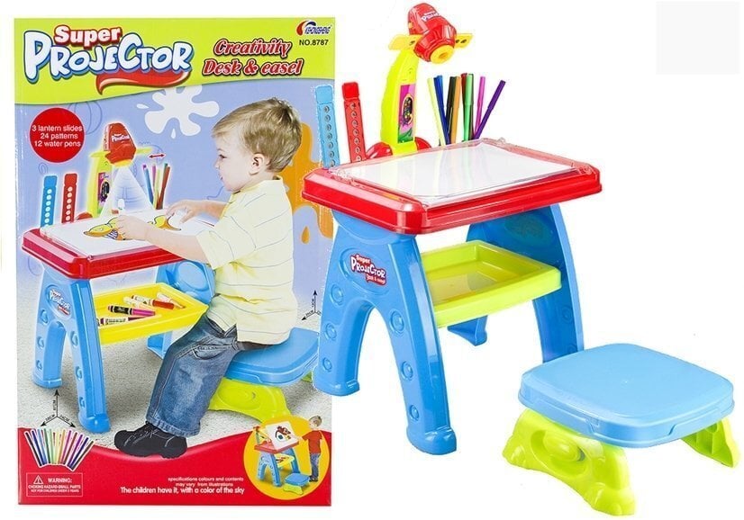 Bērnu galda, krēsla un projektora komplekts, zils cena un informācija | Bērnu rotaļu laukumi, mājiņas | 220.lv