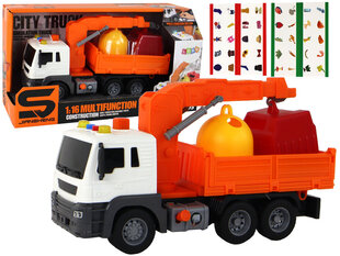 Rotaļlietu atkritumu vedējs ar celtni un skaņas efektiem, oranžs cena un informācija | Rotaļlietas zēniem | 220.lv
