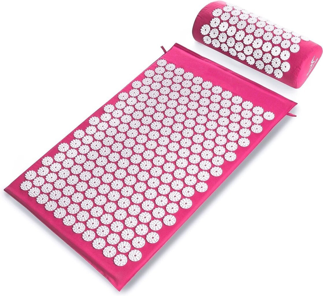 Akupresūras masāžas paklājs ar spilvenu Reach MM-001, rozā cena un informācija | Masāžas piederumi | 220.lv
