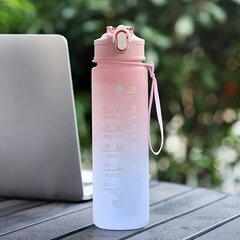 Водонепроницаемая бутылка для воды градиентного цвета с отметкой времени и трубочкой, 280/750 мл цена и информация | Фляги для воды | 220.lv