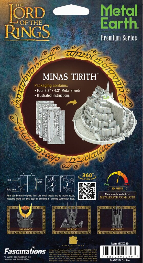 3D metāla puzle Metal Earth Premium Series Minas Tirith cena un informācija | Konstruktori | 220.lv
