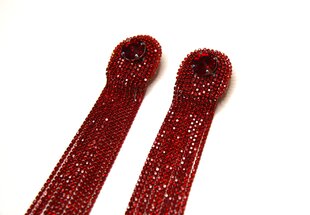 Серьги с красными сверкающими цепочками и Aвстрийским хрусталем RK Handmade цена и информация | Серьги | 220.lv