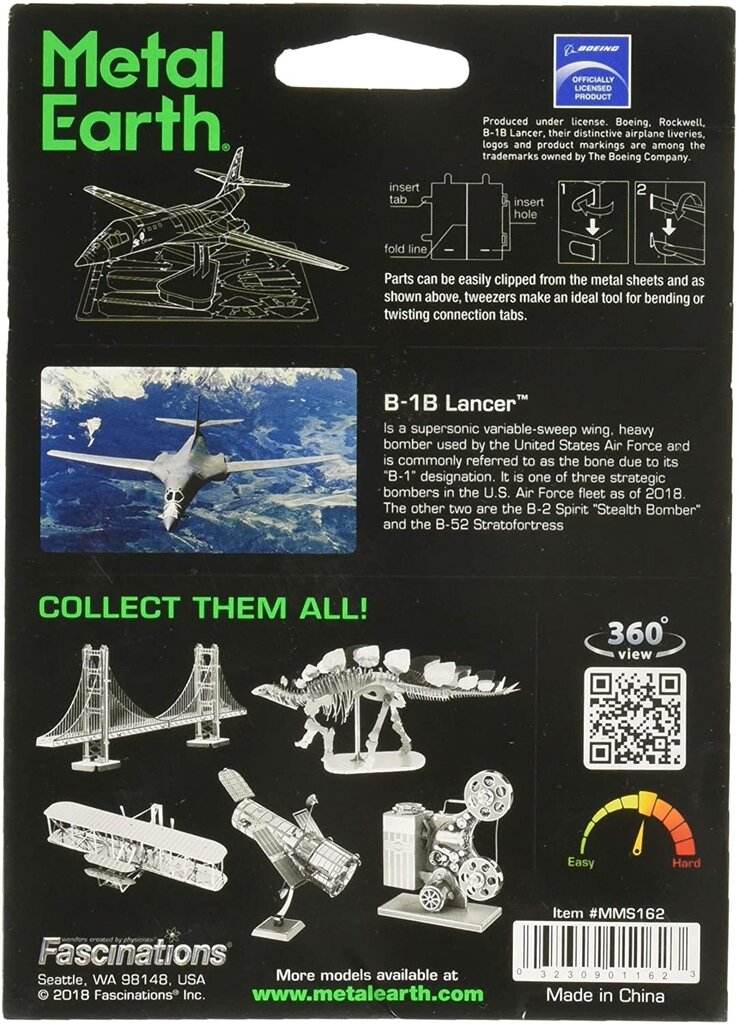 3D metāla puzle Metal Earth B-1B Lancer cena un informācija | Puzles, 3D puzles | 220.lv