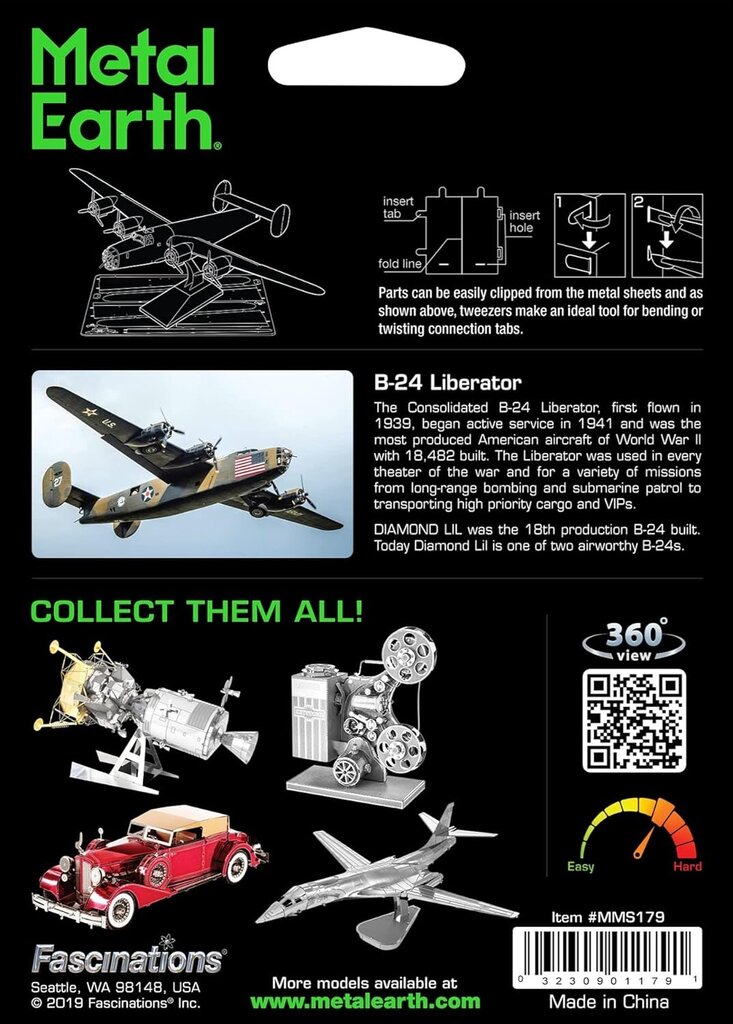 3D metāla puzle Metal Earth B-24 Liberator cena un informācija | Puzles, 3D puzles | 220.lv