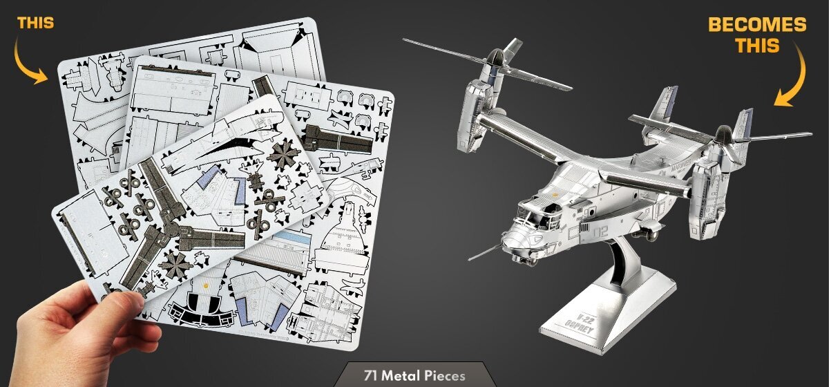 3D metāla puzle Metal Earth V-22 Osprey cena un informācija | Puzles, 3D puzles | 220.lv