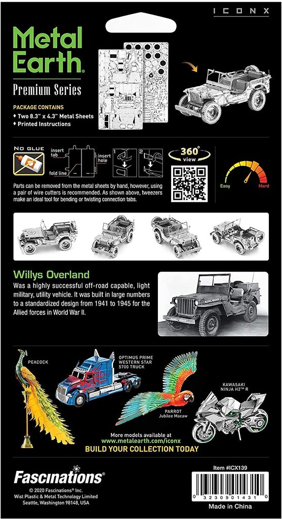 3D metāla puzle Metal Earth Willys Overland цена и информация | Puzles, 3D puzles | 220.lv