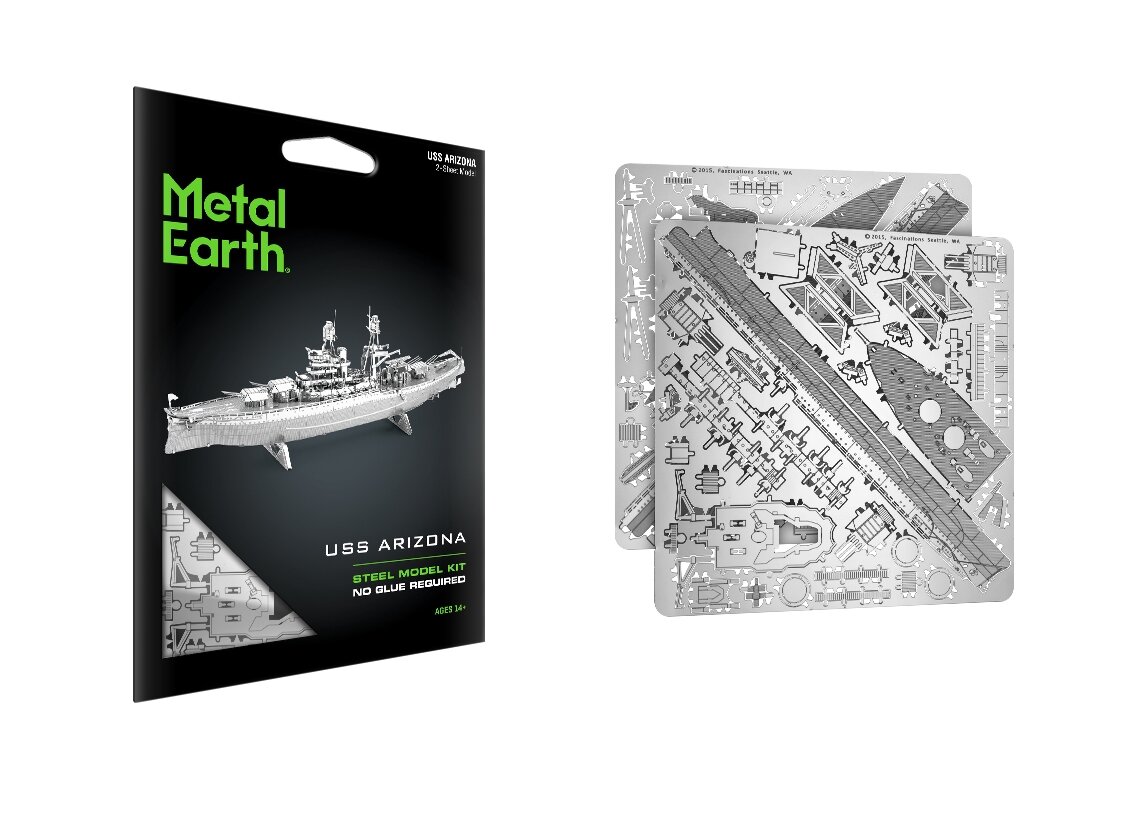 3D metāla puzle Metal Earth Uss Arizona cena un informācija | Konstruktori | 220.lv