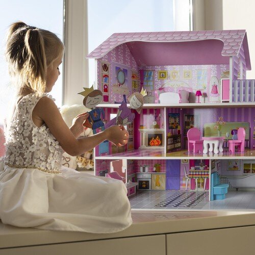 Koka leļļu māja - villa cena un informācija | Rotaļlietas meitenēm | 220.lv