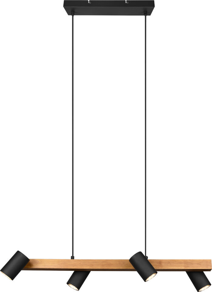 Trio Marley kulons 80 cm, 4-gabals, GU10, matēts melns/koks цена и информация | Piekaramās lampas | 220.lv