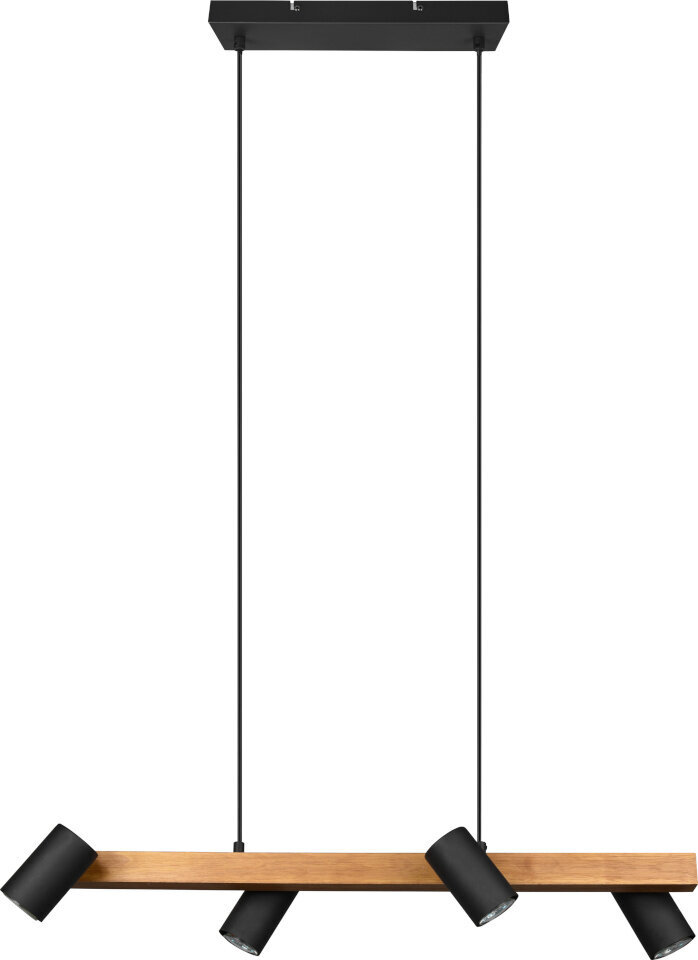 Trio Marley kulons 80 cm, 4-gabals, GU10, matēts melns/koks cena un informācija | Piekaramās lampas | 220.lv