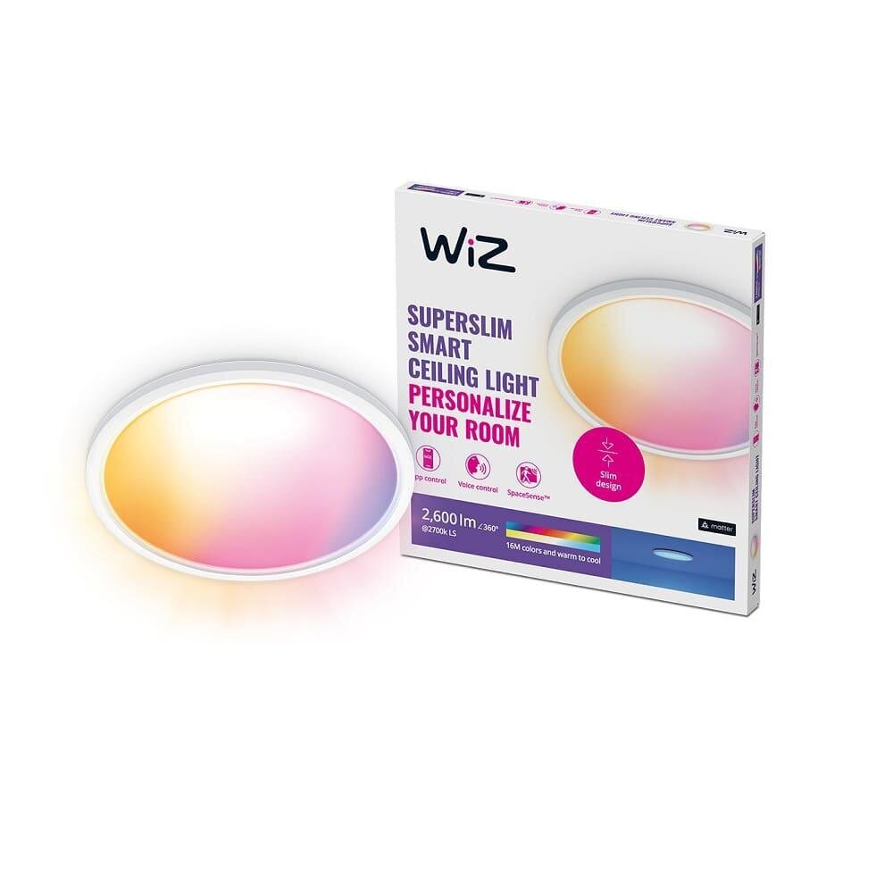 WiZ SuperSlim griestu lampa, apaļa, balta, WiFi, 22 W, RGB, 2200-6500 K, 2600 lm cena un informācija | Griestu lampas | 220.lv