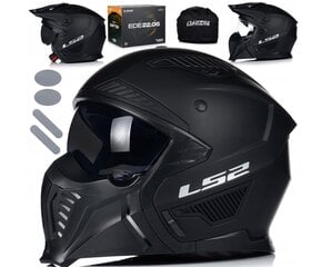 Мотоциклетный шлем 4в1 LS2 OF606 съемная челюсть с козырьком + очки 2 шт, размер XL цена и информация | Шлемы для мотоциклистов | 220.lv