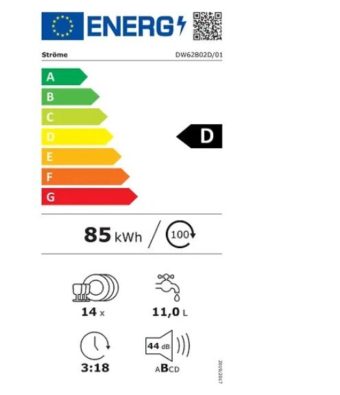Ströme DW62B02D/01WH cena un informācija | Trauku mazgājamās mašīnas | 220.lv