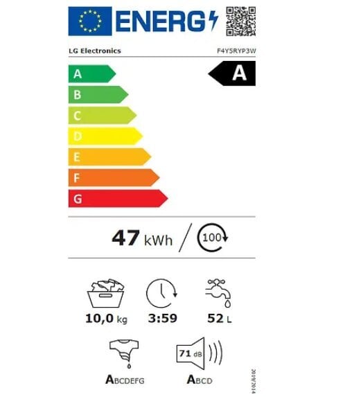 LG F4Y5RYP3W cena un informācija | Veļas mašīnas | 220.lv