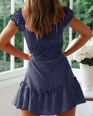 Женское платье YBENLOVER, цветочный принт, завышенная талия, мини, синие цена и информация | Платья | 220.lv