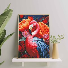 Dimanta mozaīka Rozā flamingo, 40*50 cm cena un informācija | Dimantu mozaīkas | 220.lv