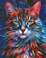 Dimanta mozaīka Daudzkrāsains kaķis, 40*50 cm cena un informācija | Dimantu mozaīkas | 220.lv