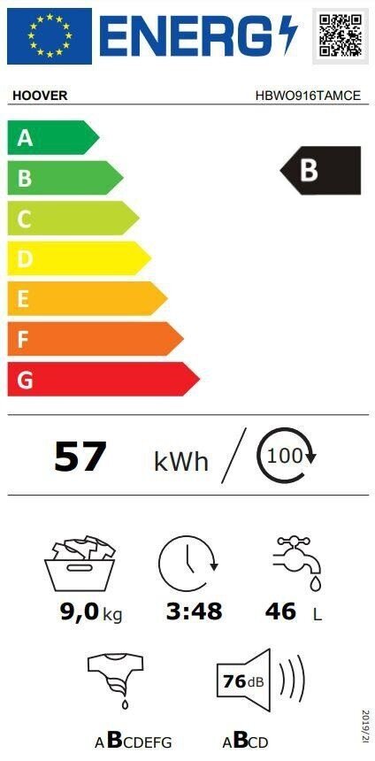 Hoover HBWO 916TAMCE-S cena un informācija | Veļas mašīnas | 220.lv