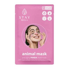 Pretnovecošanās lokšņu maska Stay Well Vegan Animal Mask Panda, 20 g цена и информация | Маски для лица, патчи для глаз | 220.lv