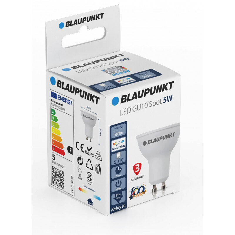 Blaupunkt LED spuldze GU10 5W, dabīgi balta цена и информация | Spuldzes | 220.lv