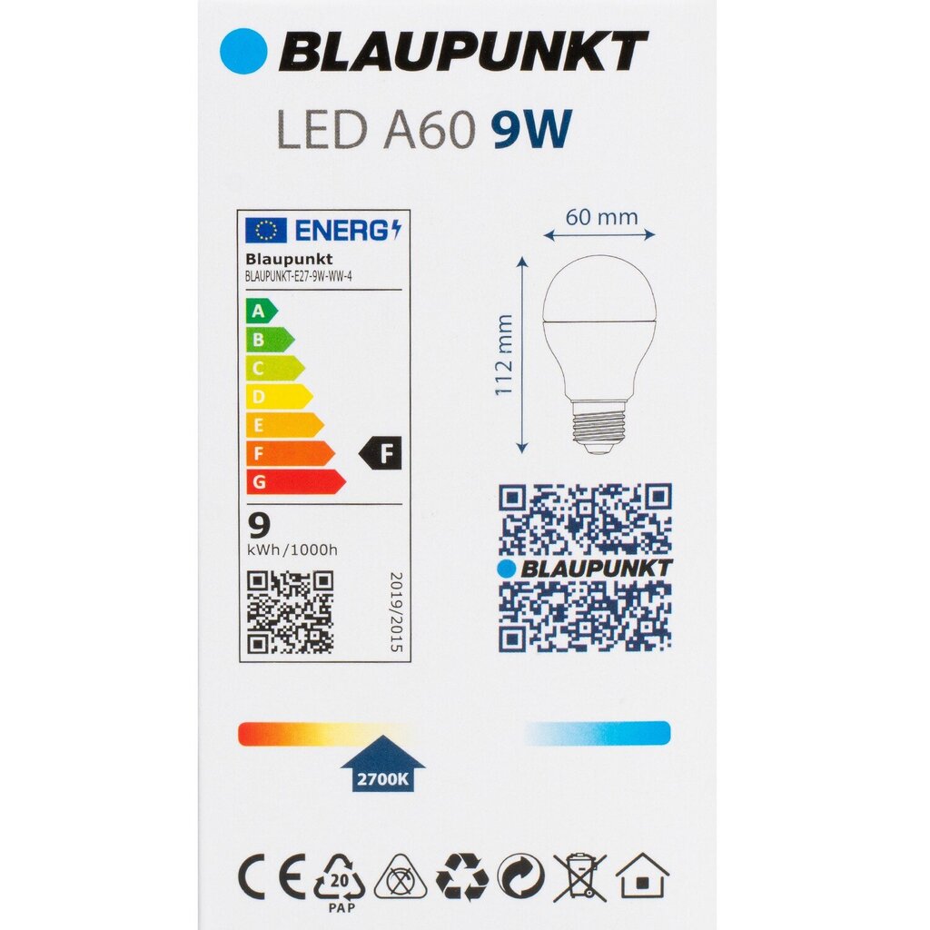 Blaupunkt LED spuldzes E27 9W 4gab, silti baltas cena un informācija | Spuldzes | 220.lv