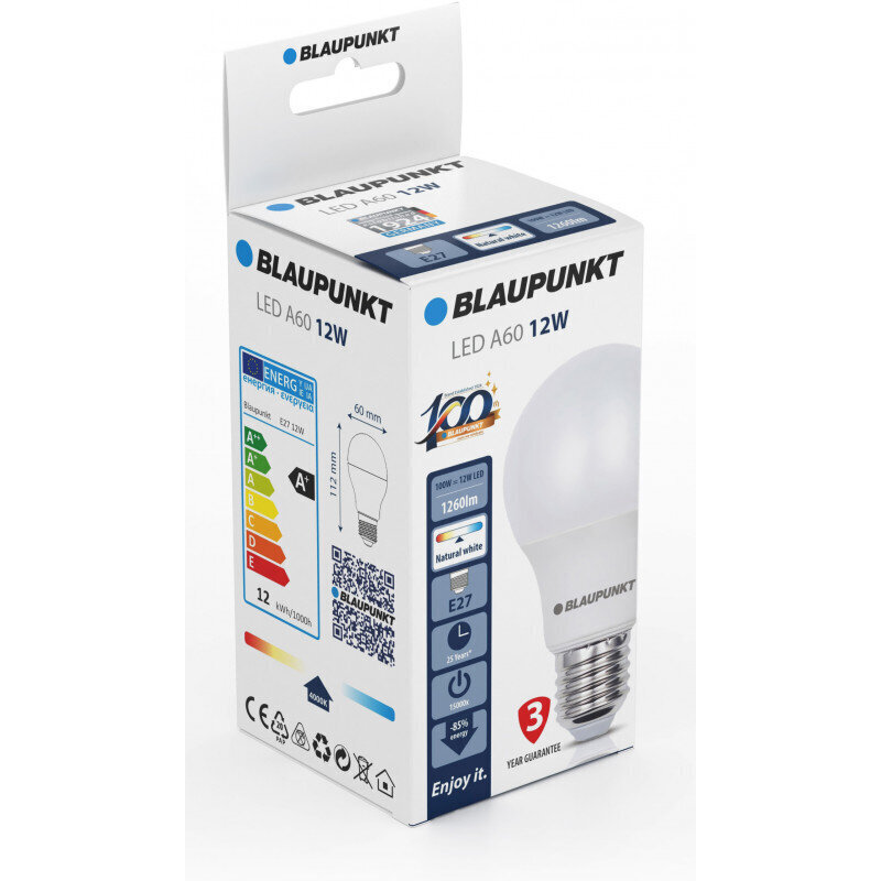 Blaupunkt LED spuldze E27 12W, dabīgi balta cena un informācija | Spuldzes | 220.lv