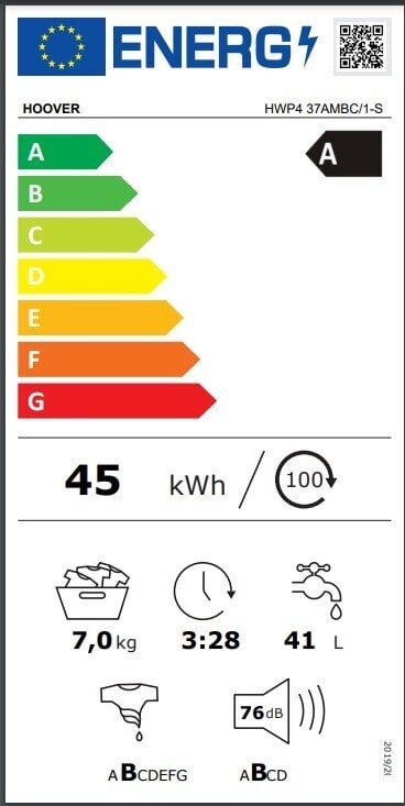 Hoover HWP4 37AMBC/1-S cena un informācija | Veļas mašīnas | 220.lv