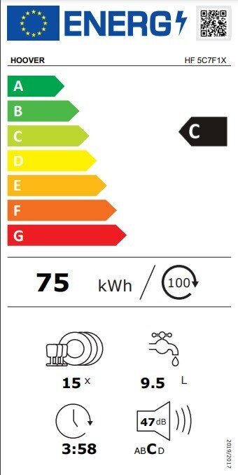 Hoover HF 5C7F1X cena un informācija | Trauku mazgājamās mašīnas | 220.lv