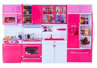 Rotaļlietu virtuve ar piederumiem un skaņas un gaismas efektiem, rozā krāsā cena un informācija | Rotaļlietas meitenēm | 220.lv