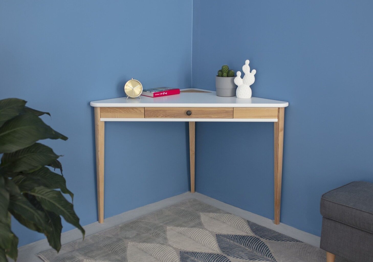 Stūra galds Ashme, 114x85x85 cm, zils cena un informācija | Datorgaldi, rakstāmgaldi, biroja galdi | 220.lv